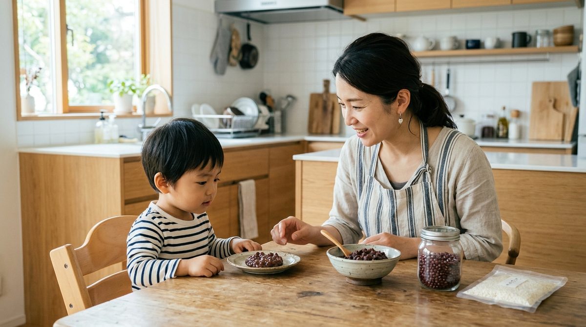 発酵あんこの1日あたりの摂取量はを確認する様子